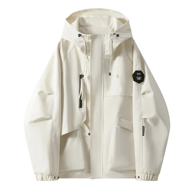 Outdoor Workwear Windproof Hooded Versatile Casual Jacket Beige - Shop at LoveMi