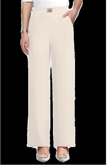 Womens Casual Wide-leg Straight Pants With A Colorful Elastic Waist