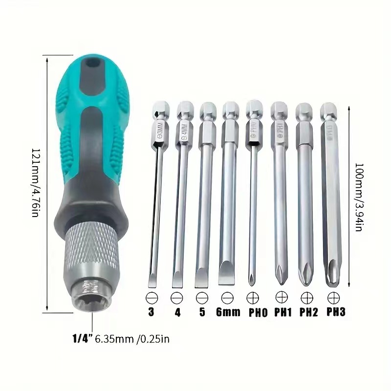 Title 4, 9-in-1 Screwdriver Set Blue Repair Kit