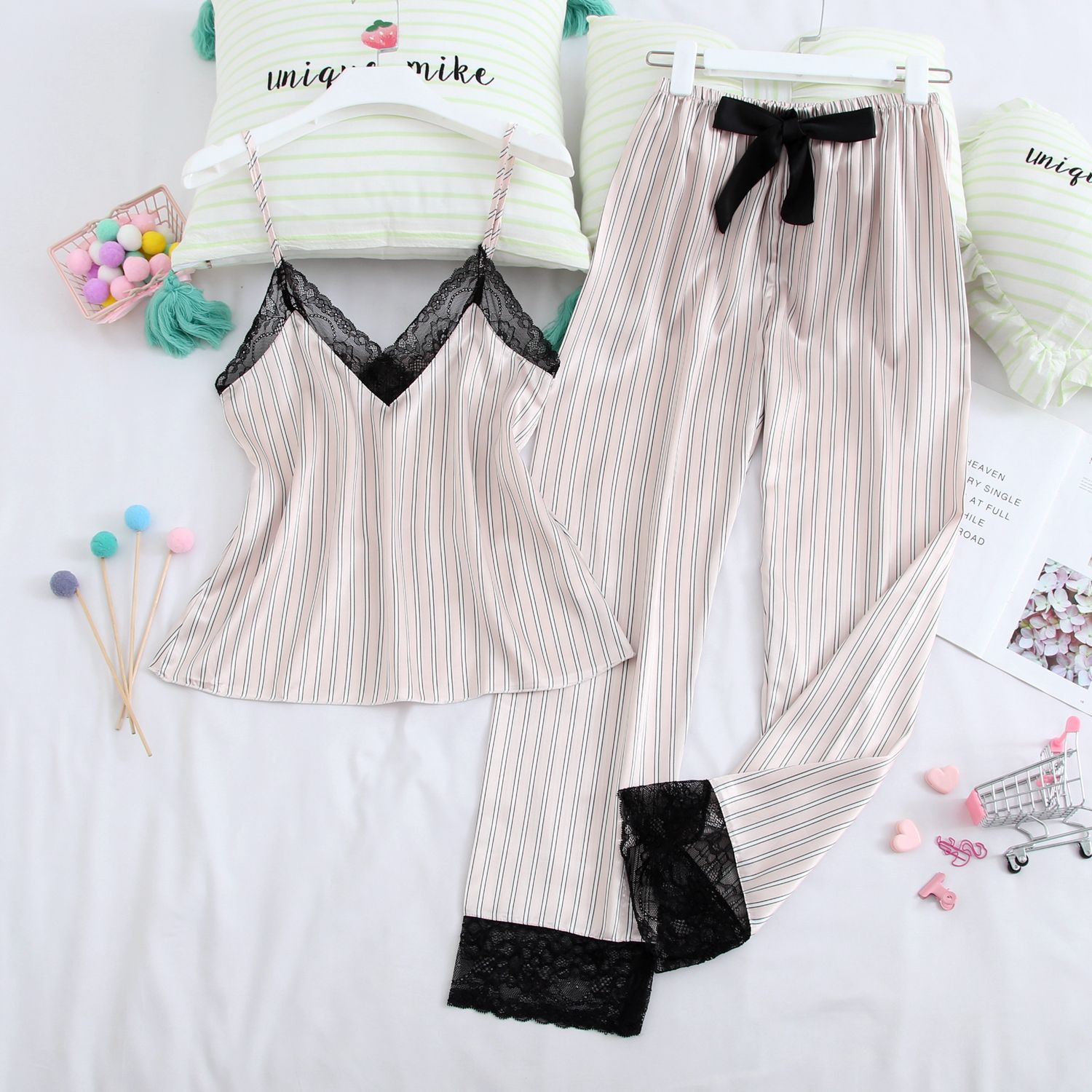 Title 15, Lace sling stripe home service suit women