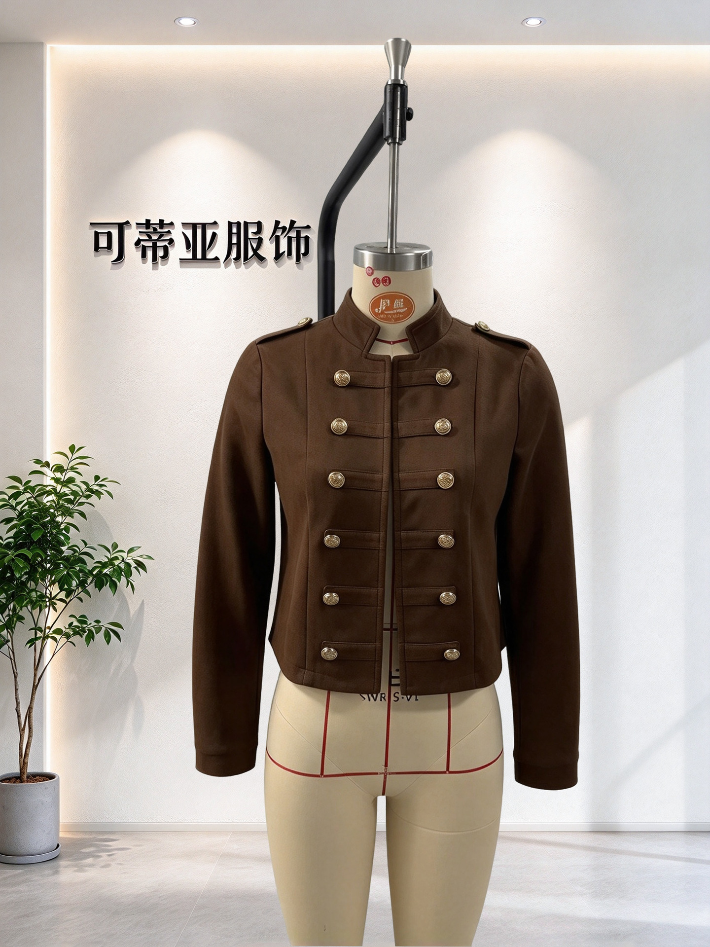 Women's long-sleeve Napoleon-collar jacket supplier image 4