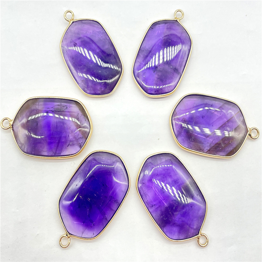 Natural Crystal Agate Edge-covered Rectangular Pendant