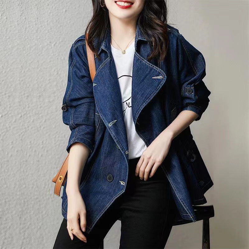 Women's Fashion Loose Casual Denim Coat Blue - Shop at LoveMi