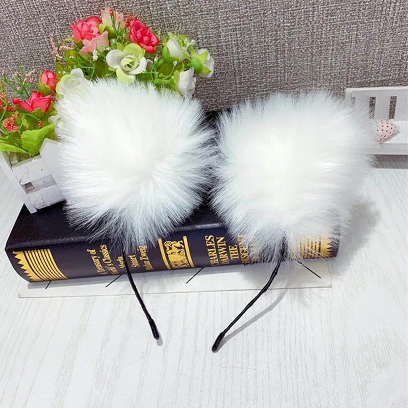 Plush Bell Kitty Cat Ears Headdress - White Cat Ears
