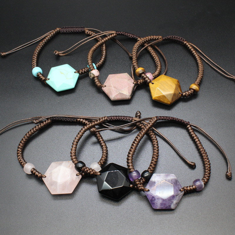 Six-pointed Star Crystal Turquoise Bracelet Hand-woven