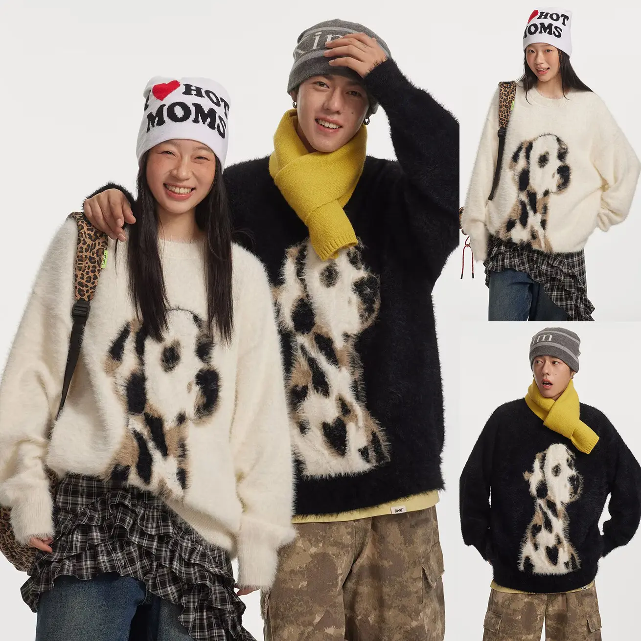 Puppy Jacquard Mink Cashmere Knitted Sweater