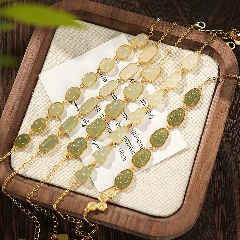 S925 Silver Hetian Jade Gradient Bracelet Light Luxury Advanced