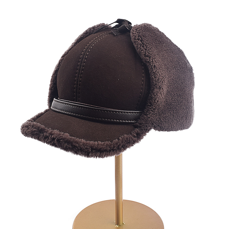 Mens And Womens Winter Sheepskin Wool Hat For Seniors And Middle-aged Adults