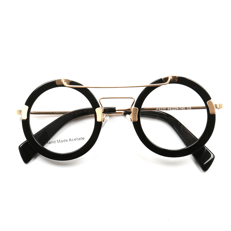 Double Beam Anti-blue Light Vintage Round Frame Sheet Metal Eyeglass Frame