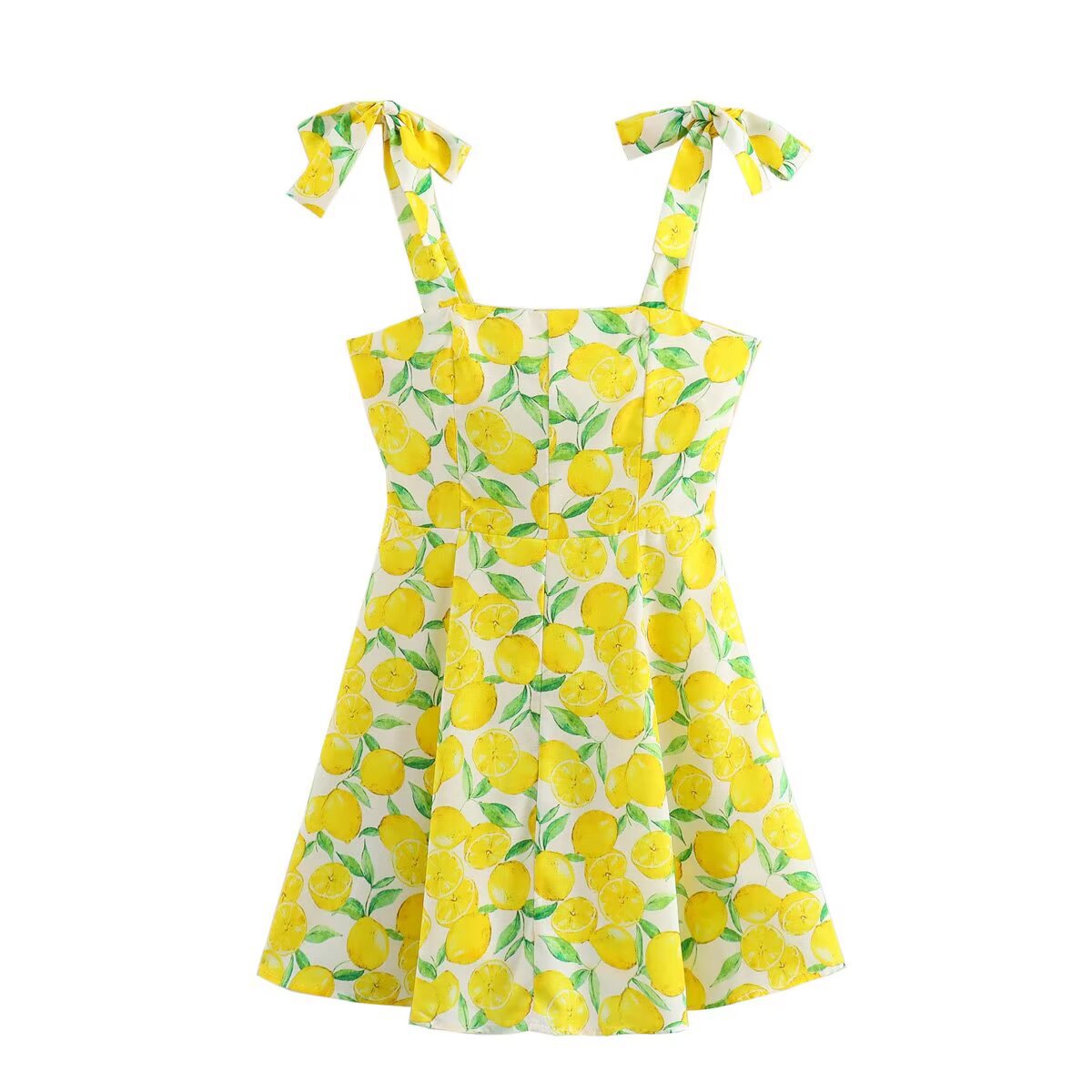 Fashion Small Temperament Printed Linen Blended Mini Dress Yellow - Shop at LoveMi