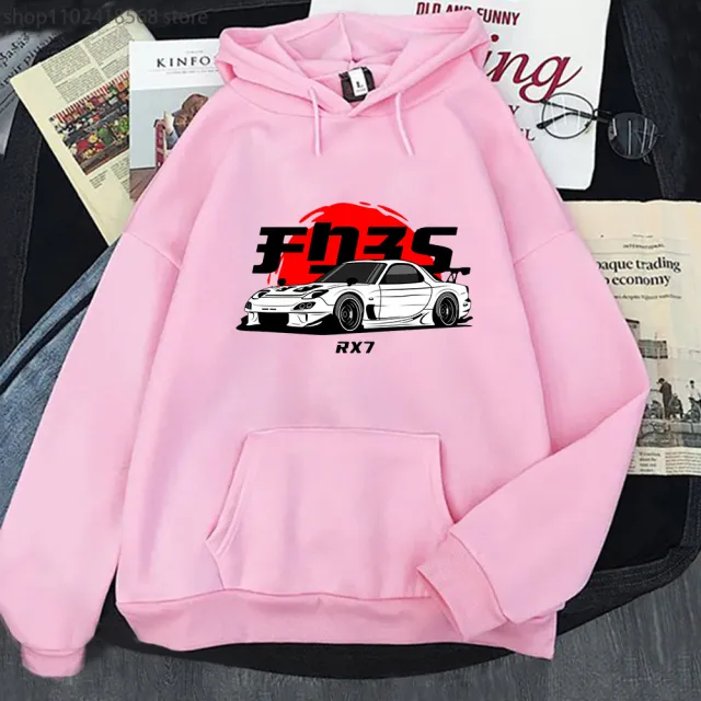New Car Printed Men'swomen's Cotton Hoodie Casual 05 Pink - Shop at LoveMi