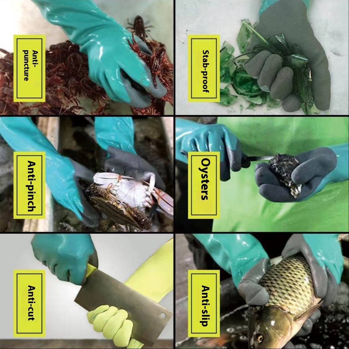 Women's Wanghai Waterproof Lengthened Nitrile Wear-resistant Oil-resistant Puncture-proof Gloves - Image 11