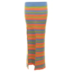 Women's Slim Fit Long Dress Suit - W23J34353 Striped Skirt-S - View 1