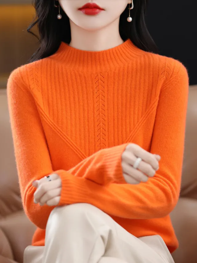 Fall And Winter Outer Wear Lazy And Versatile Knitted Bottoming Sweater Orange - Shop at LoveMi