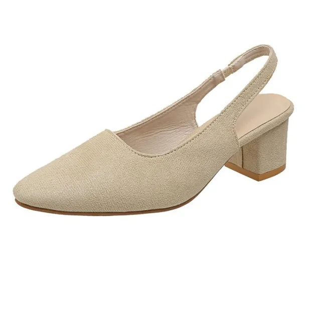 Chunky Heel Spring And Summer New Pointed High Heels For Women Khaki - Shop at LoveMi