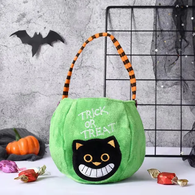 Halloween Candy Cartoon Woven Handbag Black - Shop at LoveMi