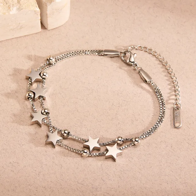 Women's XINGX Titanium Steel Bracelet Double Circles Star Bracelet - Shop at LoveMi