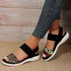 Houndstooth Striped Flat Casual Shoes - 933 Flower Rhombus-37 - View 1