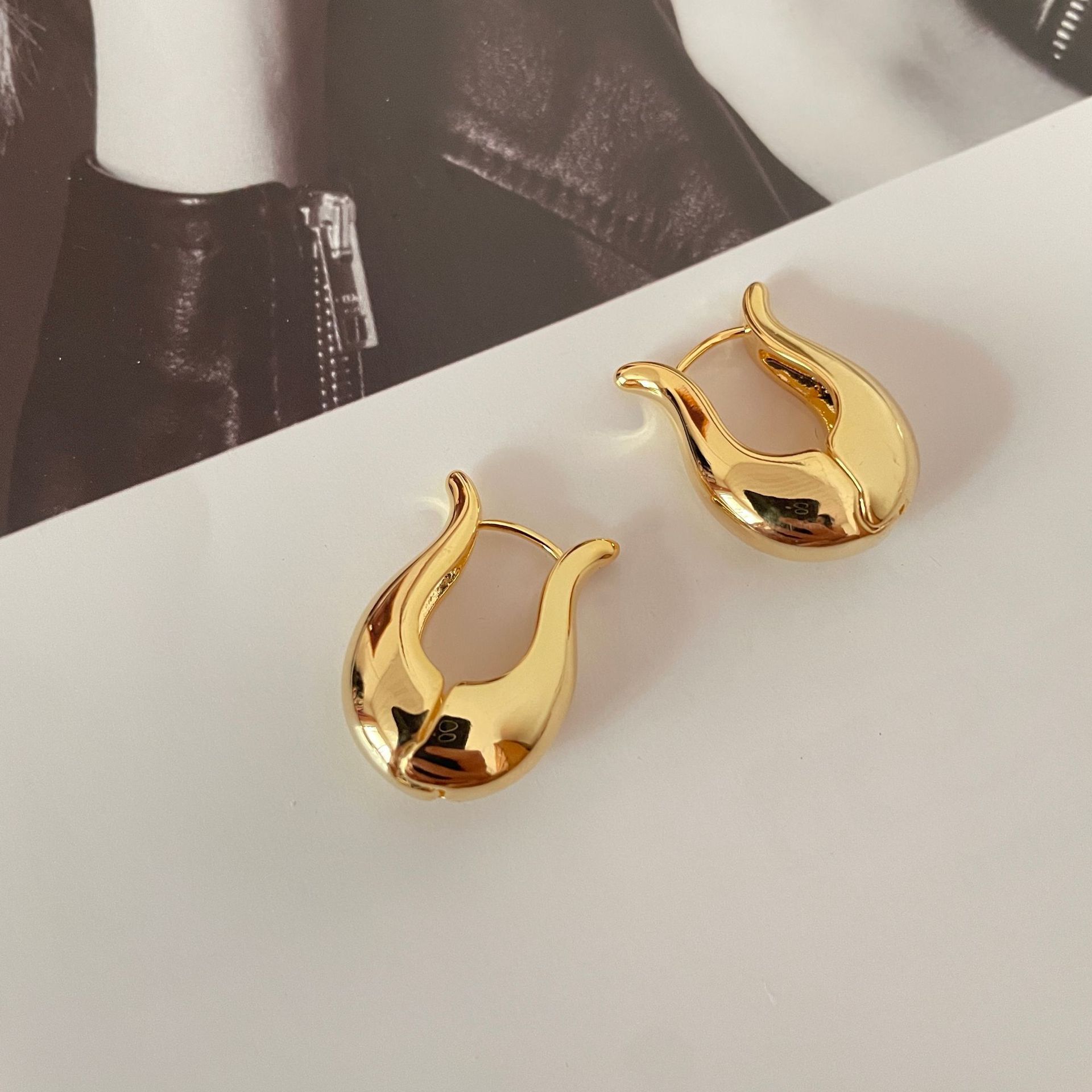 Real Gold Plating Fashion Geometric Earrings Gold