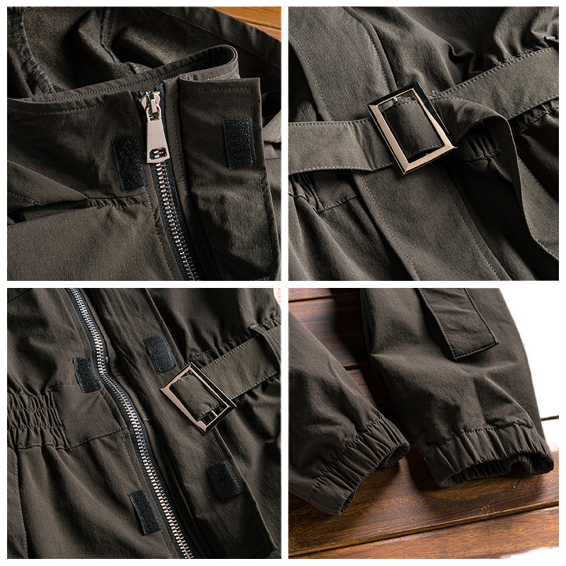 Workwear Jumpsuit Men's Hooded Couple Jacket Suit Ankle-tied