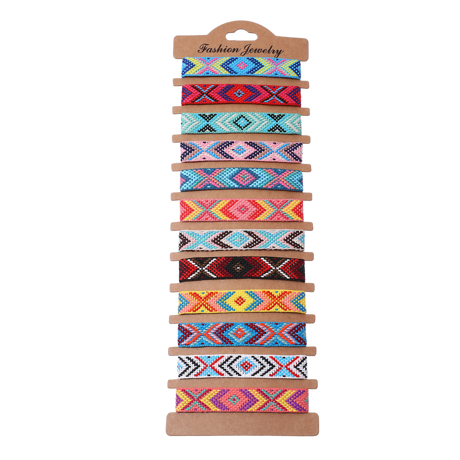 12 PCs Nepal Woven Friendship Bracelet Hand-woven Adjustable Card Pack Bracelet Strand