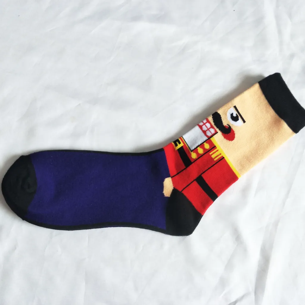 Christmas Personalized Cartoon Men's Socks - Purple Moustache