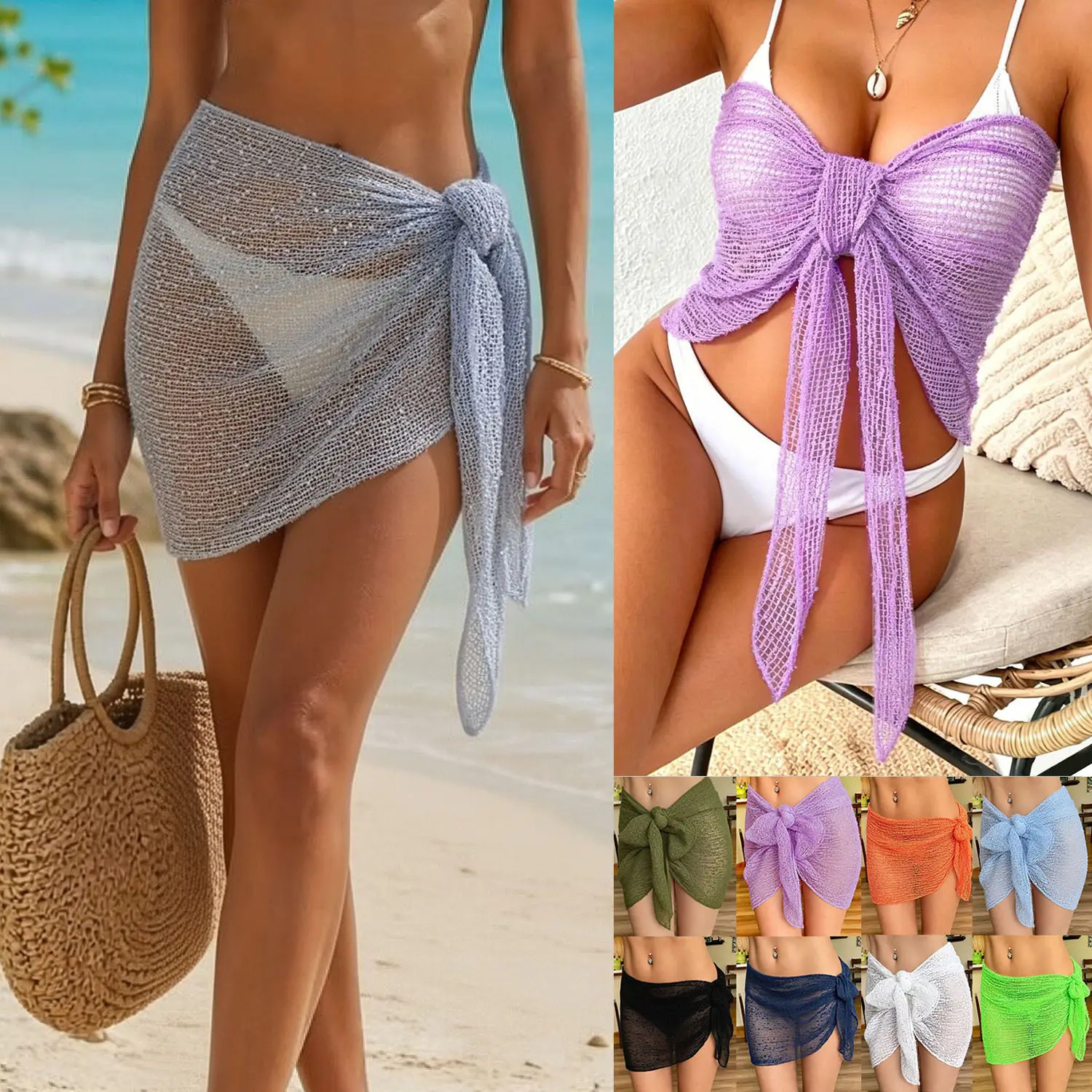 Sexy Outerwear Cover-up Mesh Beach Dress