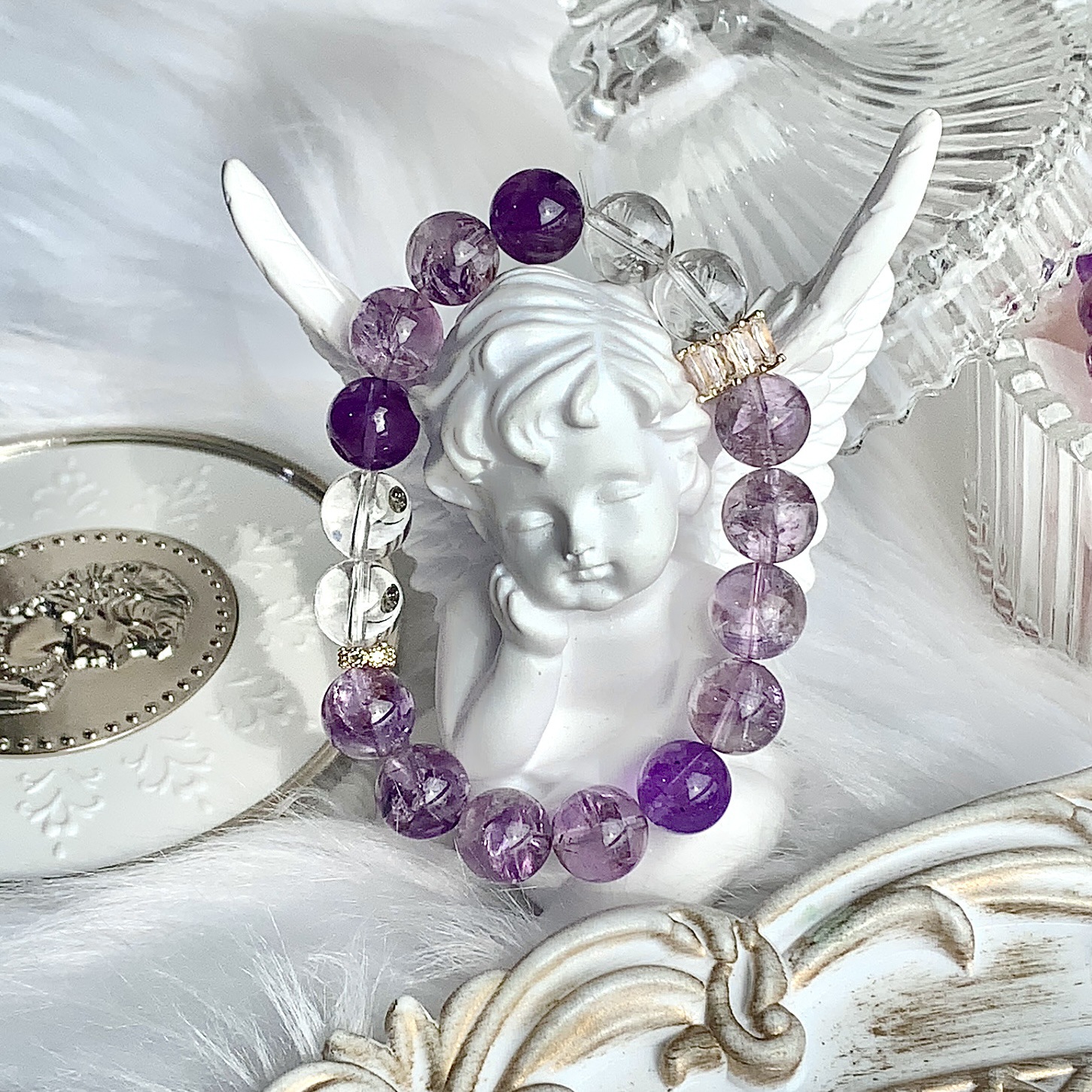 DIKAI Natural Crystal Bracelet Amethyst DIY Original Niche Design