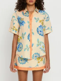 Short Sleeve Shirt Printed Skirt Suit - Printing - View 1