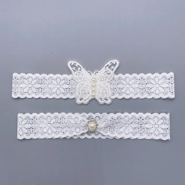 Butterfly Pearl Garter Sexy Elastic Leg Ring White Butterfly Style 2 - Shop at LoveMi