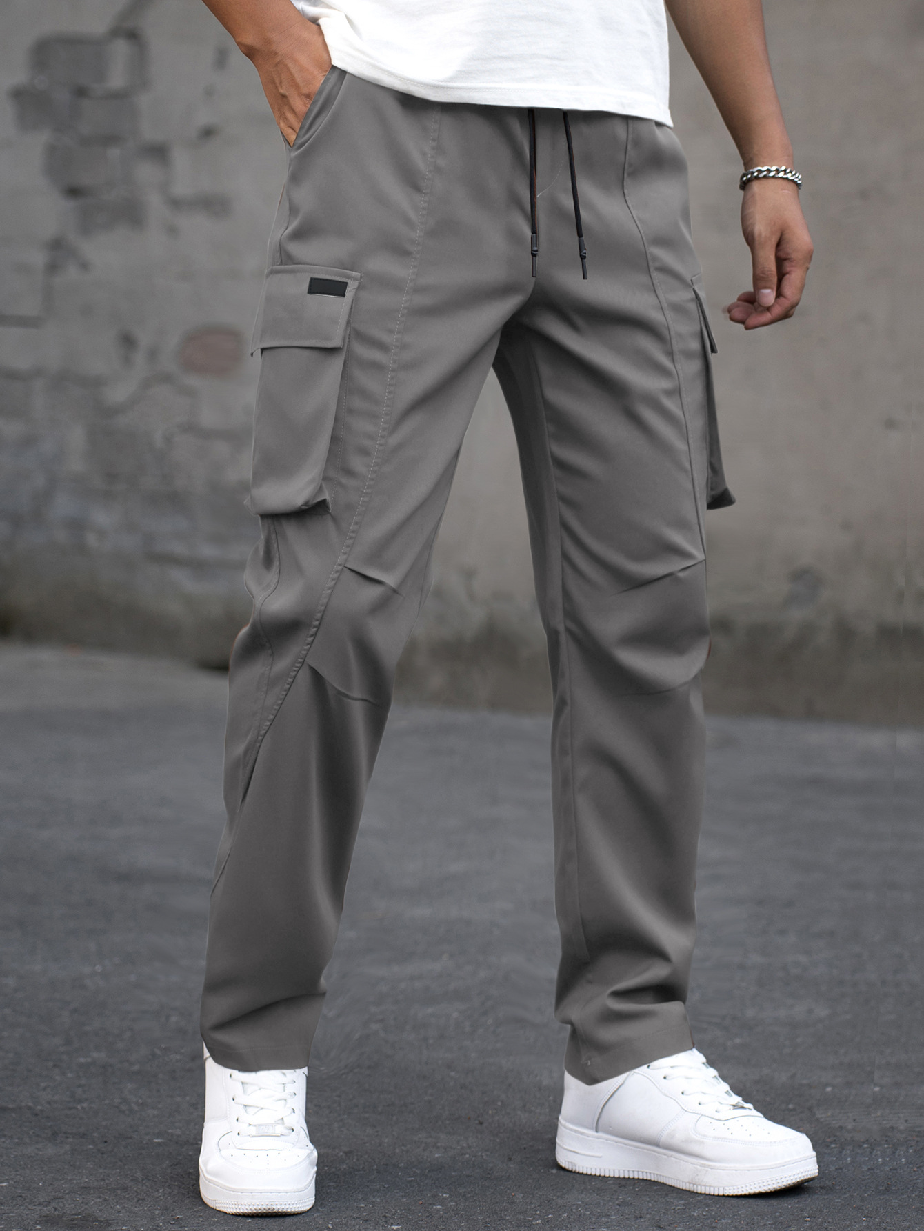 Men's Outdoor Casual Multi-Pocket Drawstring Patchwork Work Trousers - Image 3