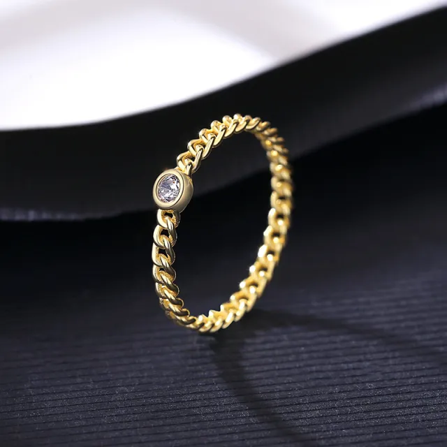 Twist Gold Ring 925 Silver Ring Gold Korean Style Light Luxury Sr20071809 - Shop at LoveMi