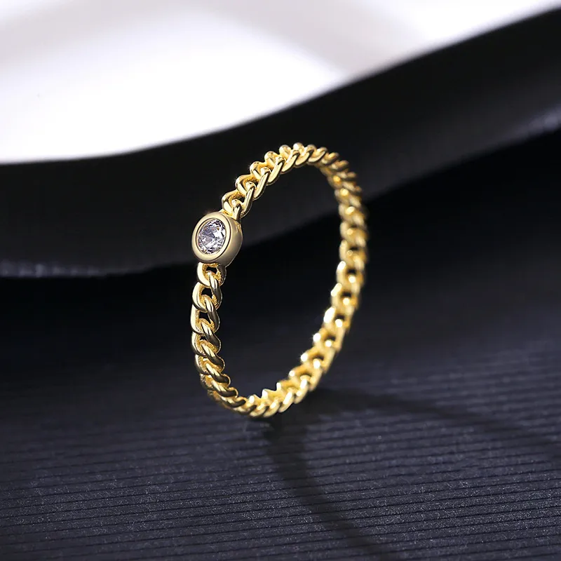 Twist Gold Ring 925 Silver Ring Gold Korean Style Light Luxury - Sr20071809
