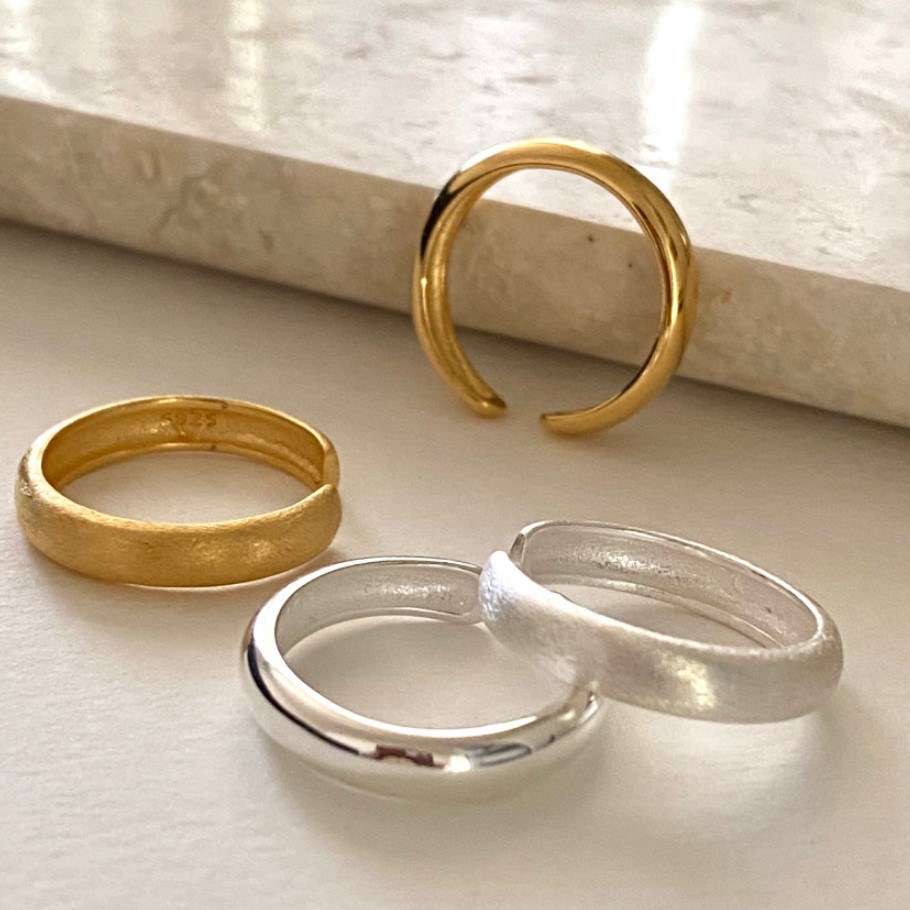 S925 Sterling Silver Womens Irregular Polished Plain Silver Ring