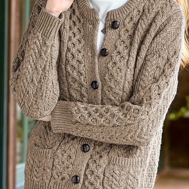 Women's Casual Knit Cardigan Sweater Cozy Long Sleeve Camel - Shop at LoveMi