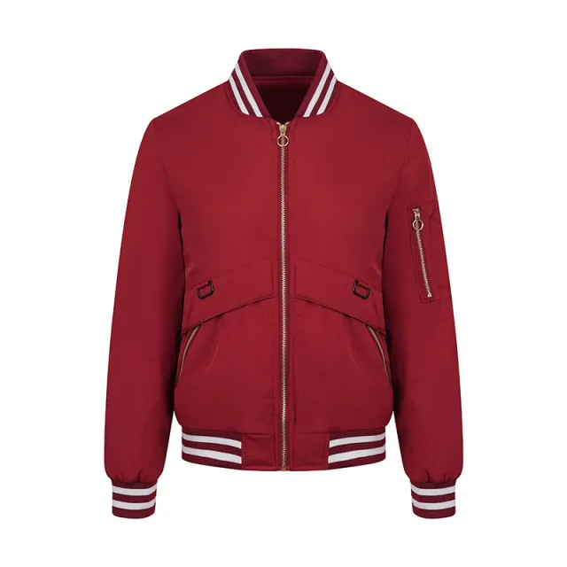 Women's Flight Suit Women's Jacket Autumn And Winter Thin Cotton Coat Wine Red - Shop at LoveMi
