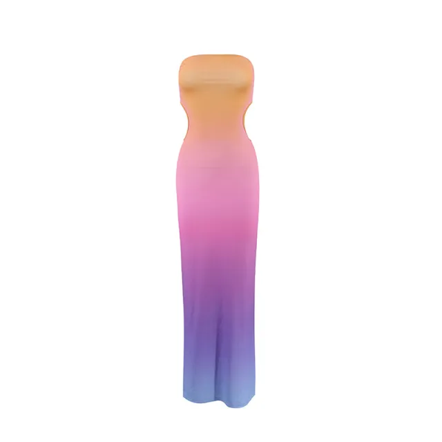 Ombre Print Halter Crop top Dress Colorful - Shop at LoveMi