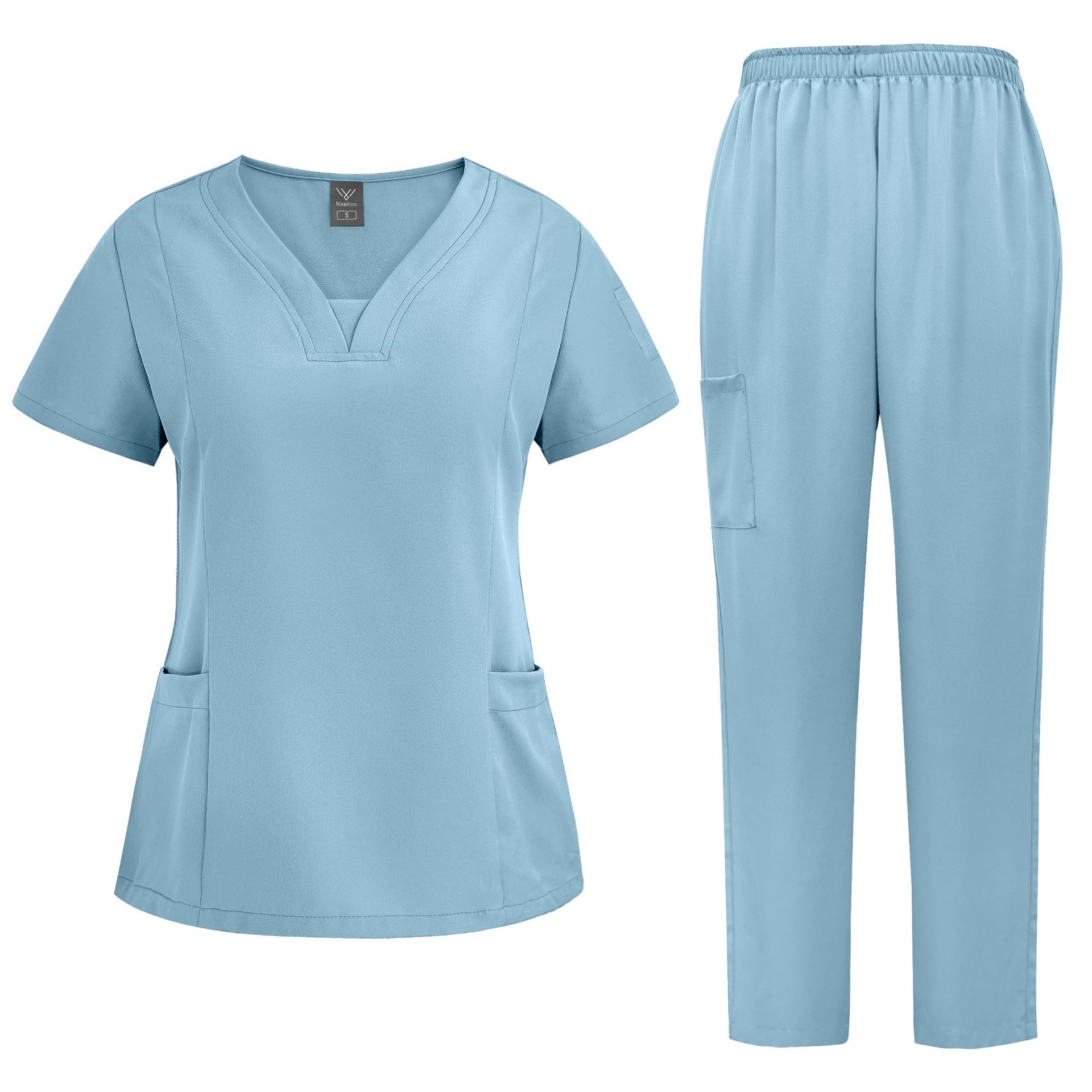 Women's Casual Loose Solid Color Nurse Workwear Set - Image 8