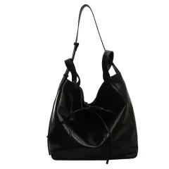 Casual Portable Large Capacity New Fashion Tote Bag - Black - View 1
