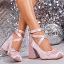 Womens Plus-size High-heeled Shoes With A Bow view 1
