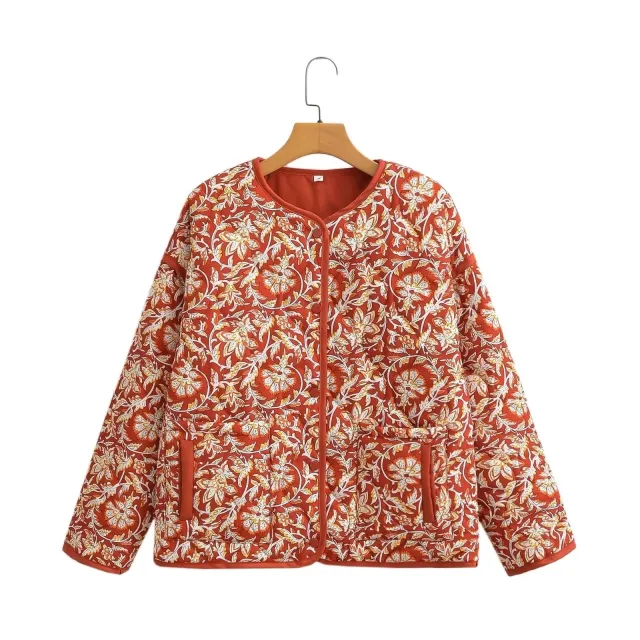 Fashion Women's Wear Printed Cotton Jacket Red - Shop at LoveMi