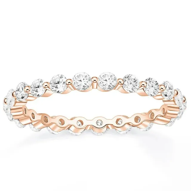 Zirconium Silver Simple Stacked Ring Rose Gold - Shop at LoveMi