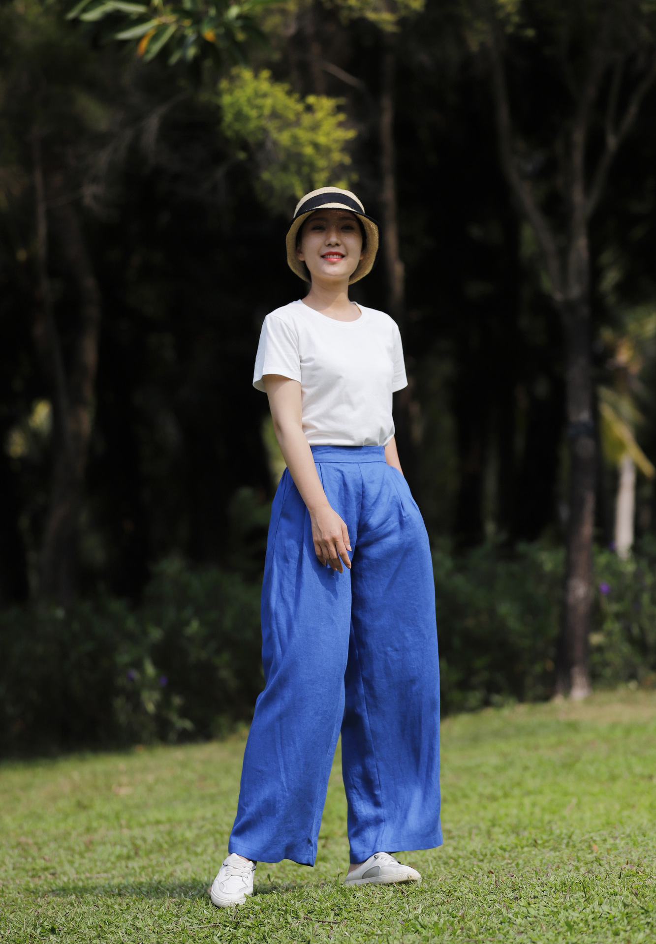 Title 1, Linen Wide Leg Pants New Multi-color Mid-waist ...