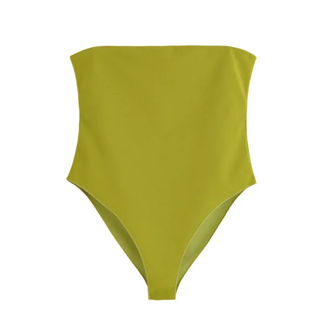Slim Elastic Chest Wrapped Jumpsuit Green - Shop at LoveMi