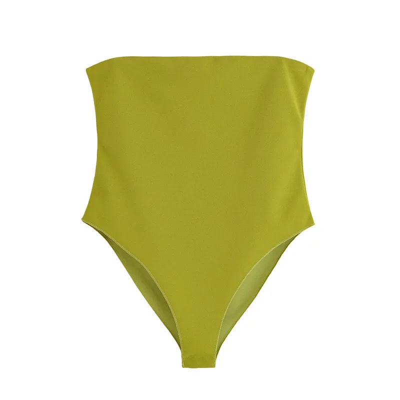 Slim Elastic Chest Wrapped Jumpsuit - Green