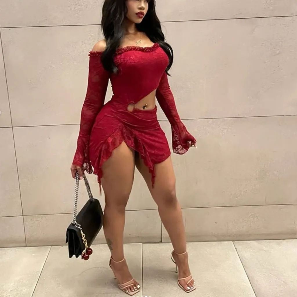 Autumn Sexy Lace Tube Dress For Sassy Girls - Red