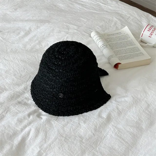 Summer Sun Hat Women's Woven Hollowed Travel Split Cap Korean Style Back Slit Black - Shop at LoveMi
