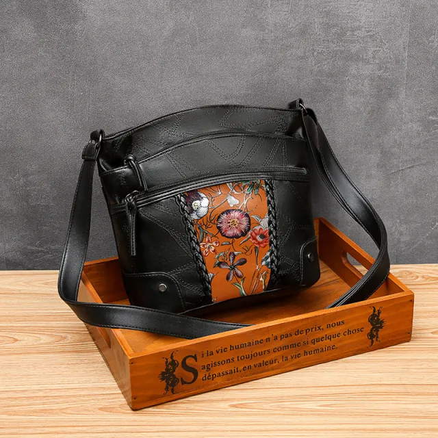 Soft Leather Textured Women's Pouches New Fashion Messenger Bag Mom Shoulder Bag Middle aged And Elderly Trendy Women's Bags Red - Shop at LoveMi