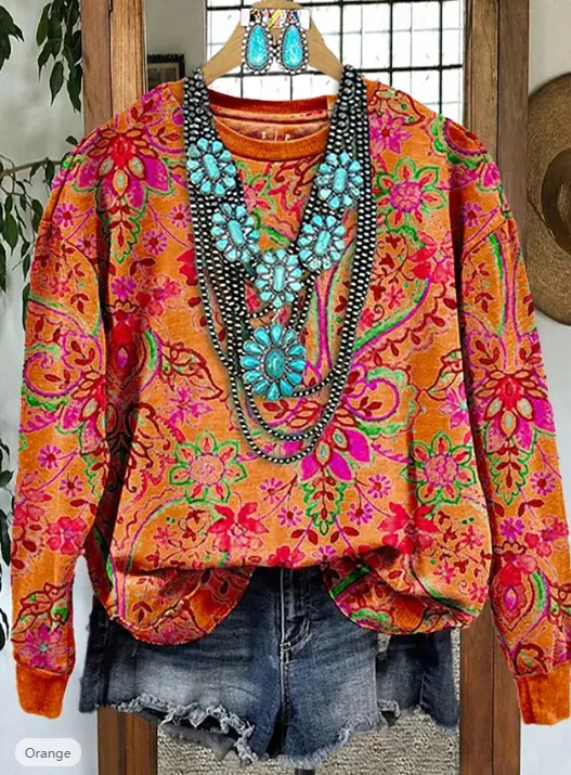 European And American Printing Long Sleeve Casual Top Autumn Winter Sweater - Style 5-S