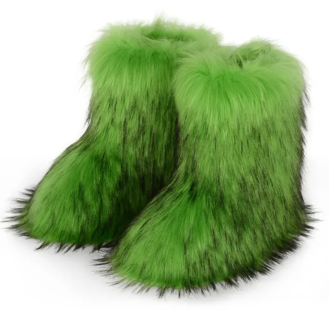 Flat Heel High top Warm Mid calf Snow Boots Green - Shop at LoveMi